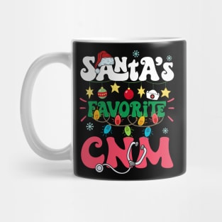 Santa's Favorite CNM Nurse Santa Hat Xmas Lights Christmas Mug